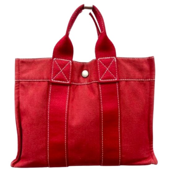 Auc HERMES Sac Deauville Dark Red Tote Bag - Picture 1 of 11